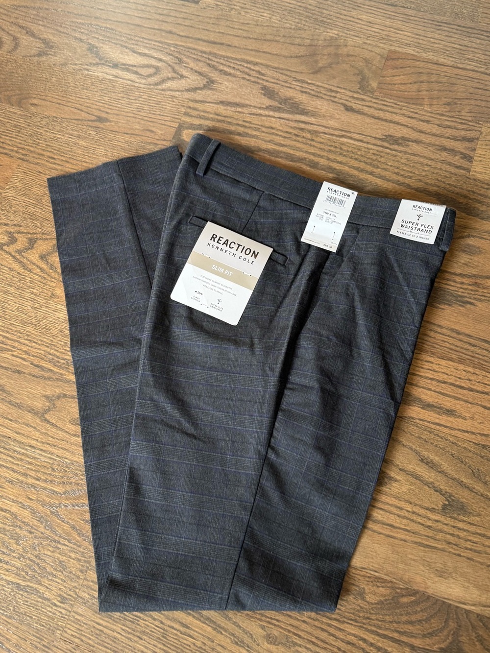 Kenneth Cole Dark Charcoal slim fit Dress Pants with flex waistband 31 x 32